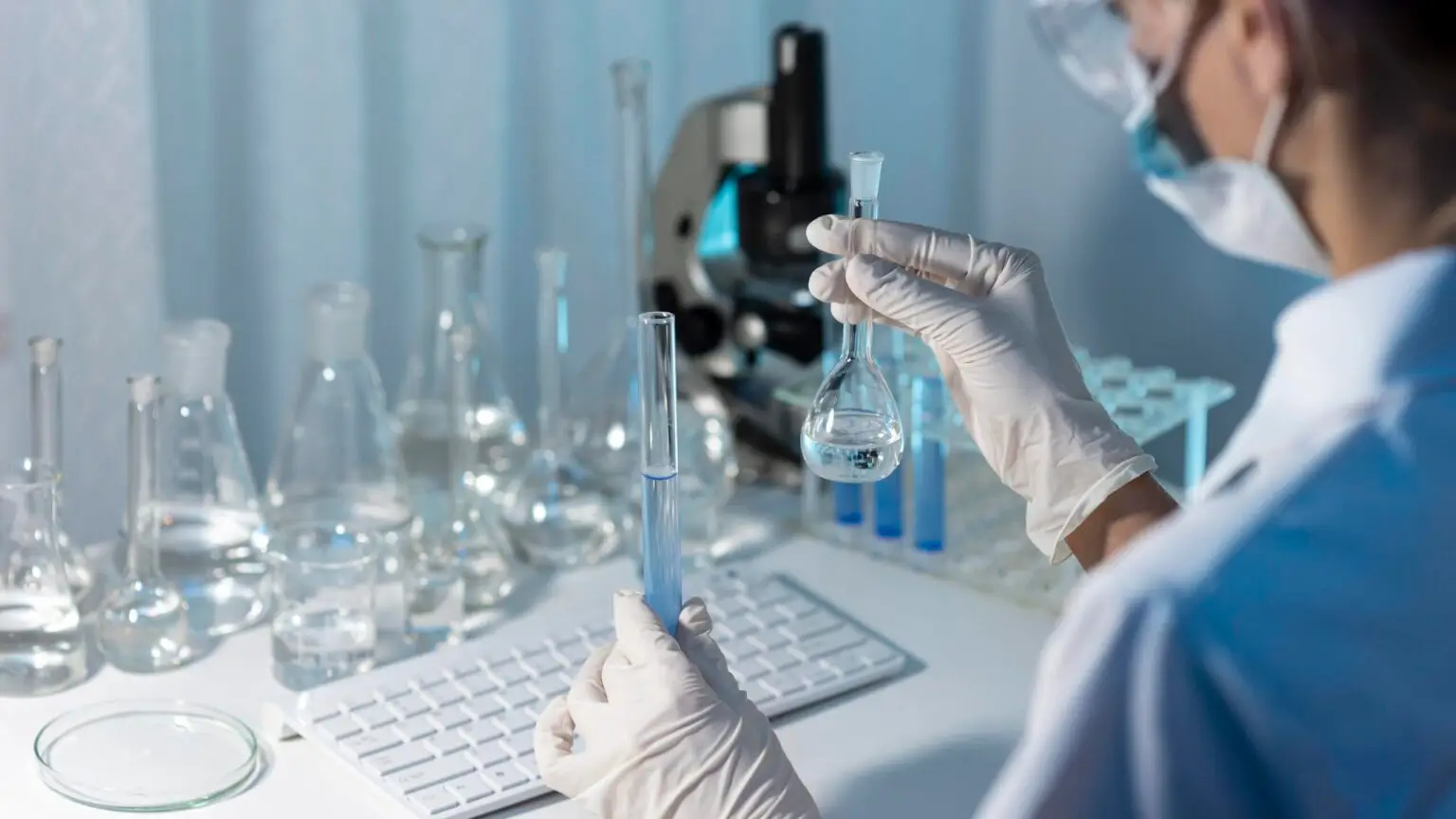 Scientist testing research peptides in a laboratory